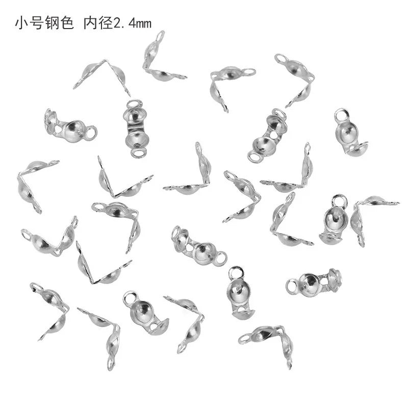 Stainless Steel Double Loop Clamshell Bead Tips