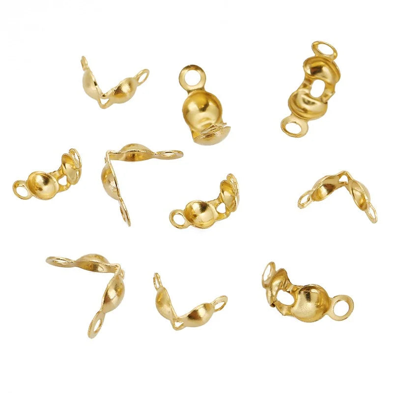 Stainless Steel Double Loop Clamshell Bead Tips