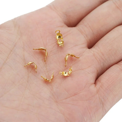 Stainless Steel Double Loop Clamshell Bead Tips