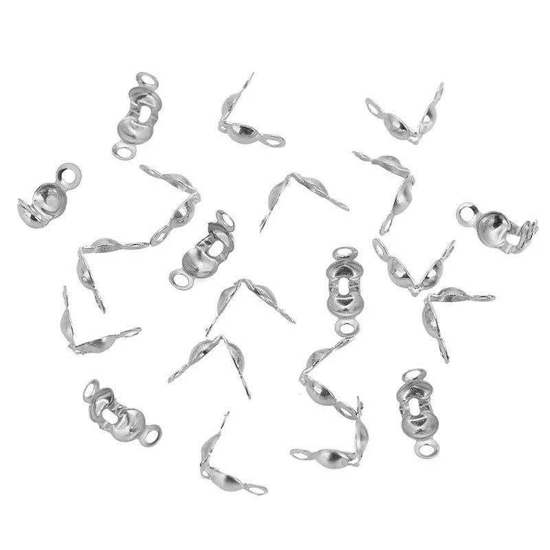 Stainless Steel Double Loop Clamshell Bead Tips