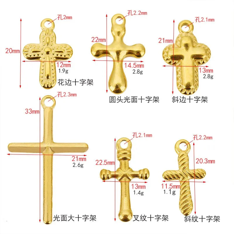Stainless Steel Embossed Cross Charms