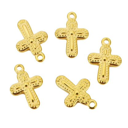 Stainless Steel Embossed Cross Charms