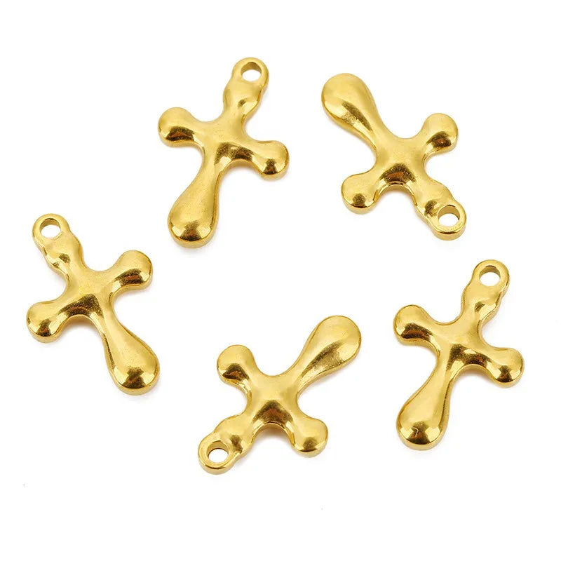 Stainless Steel Embossed Cross Charms