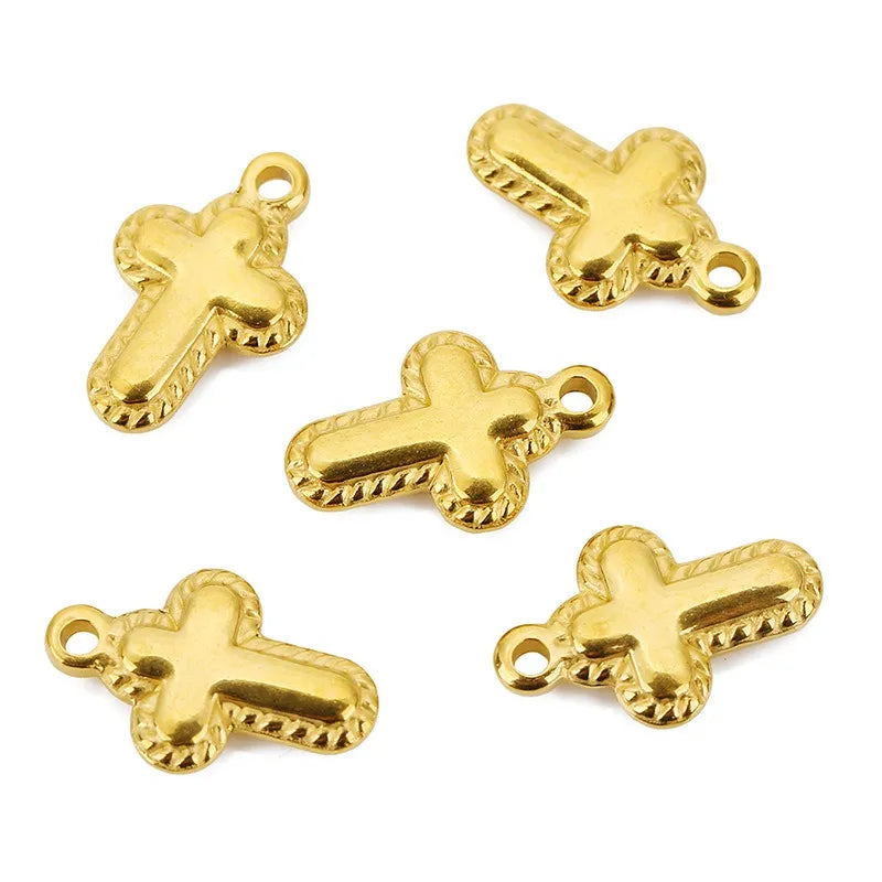 Stainless Steel Embossed Cross Charms
