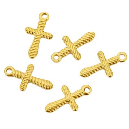 Stainless Steel Embossed Cross Charms