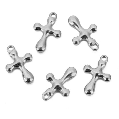 Stainless Steel Embossed Cross Charms