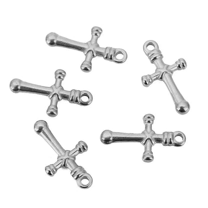Stainless Steel Embossed Cross Charms