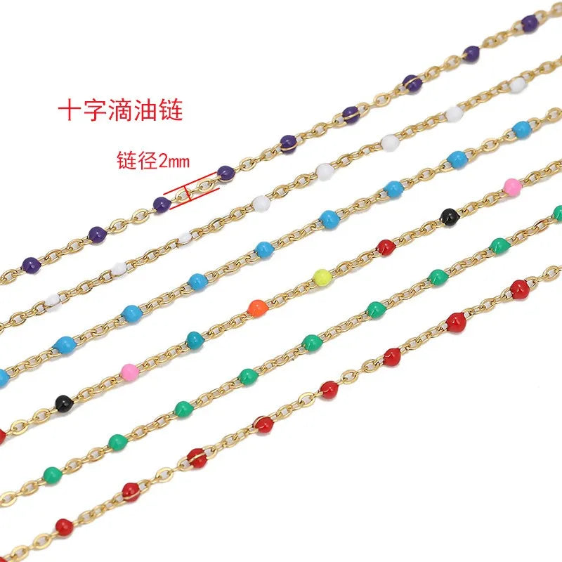 Stainless Steel Enamel Beaded Chain