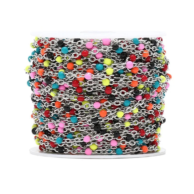 Stainless Steel Enamel Beaded Chain
