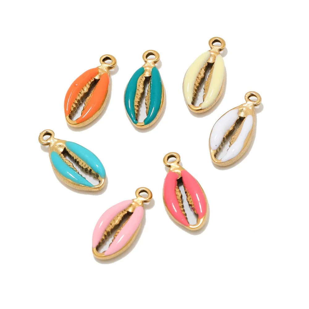 Stainless Steel Enamel Cowrie Shell Charms