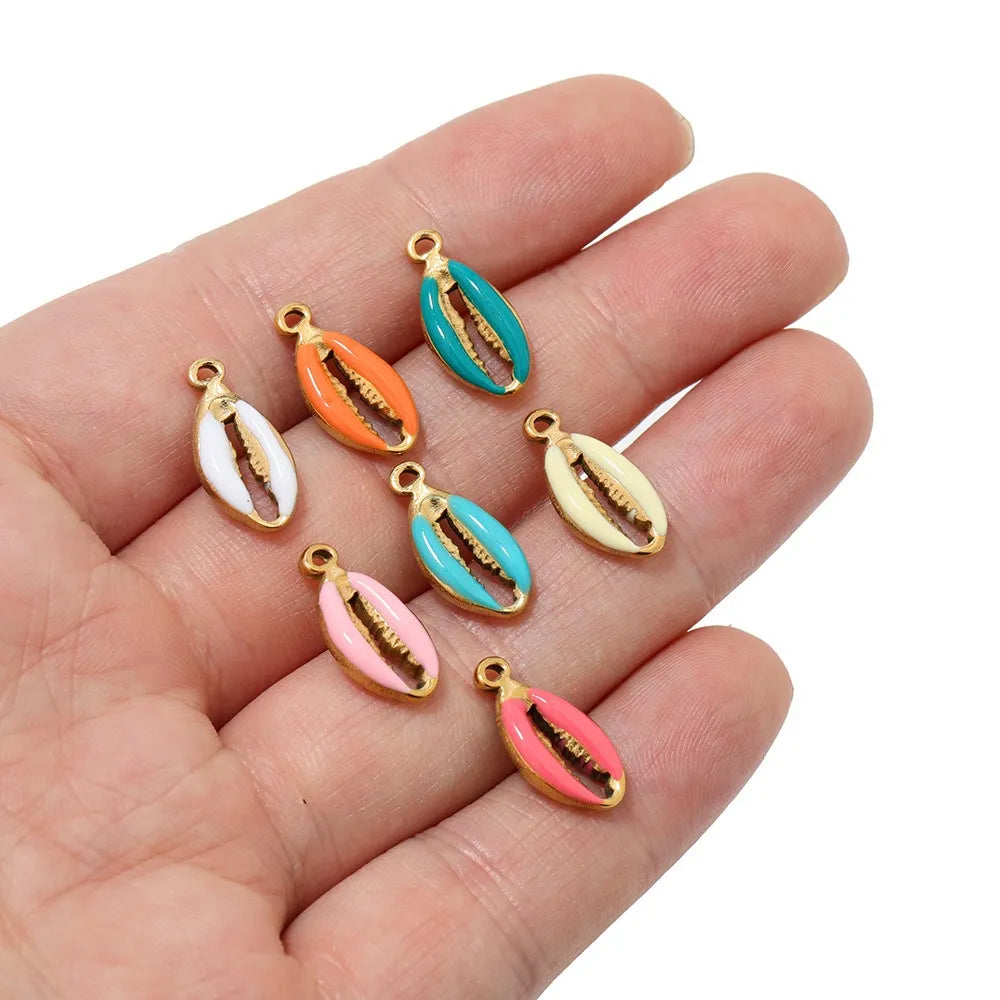 Stainless Steel Enamel Cowrie Shell Charms