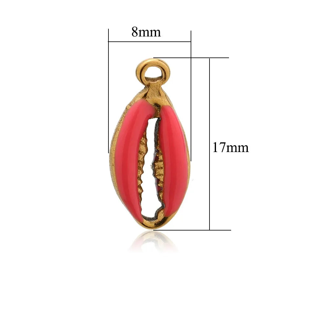 Stainless Steel Enamel Cowrie Shell Charms