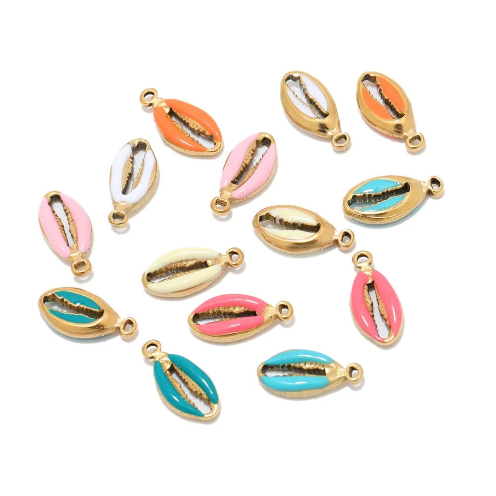 Stainless Steel Enamel Cowrie Shell Charms