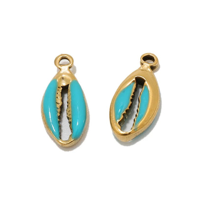 Stainless Steel Enamel Cowrie Shell Charms