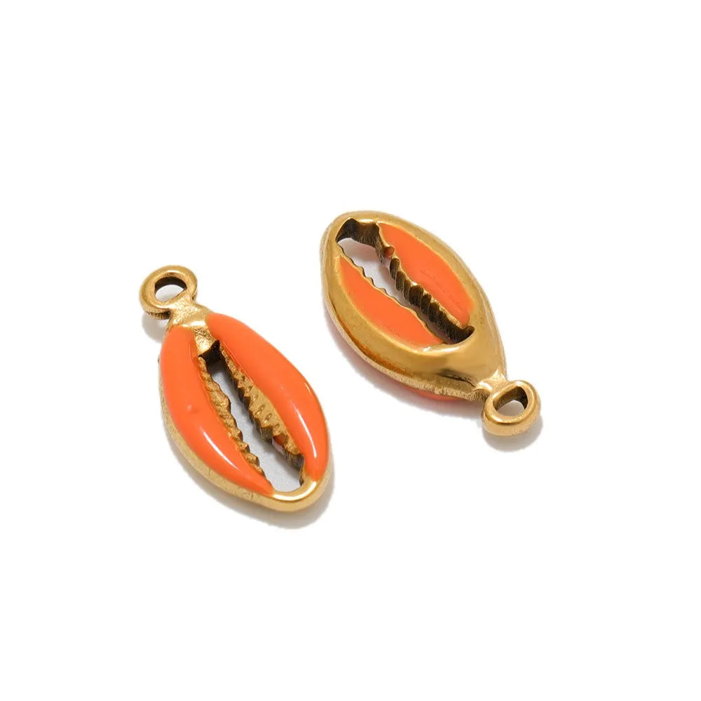 Stainless Steel Enamel Cowrie Shell Charms