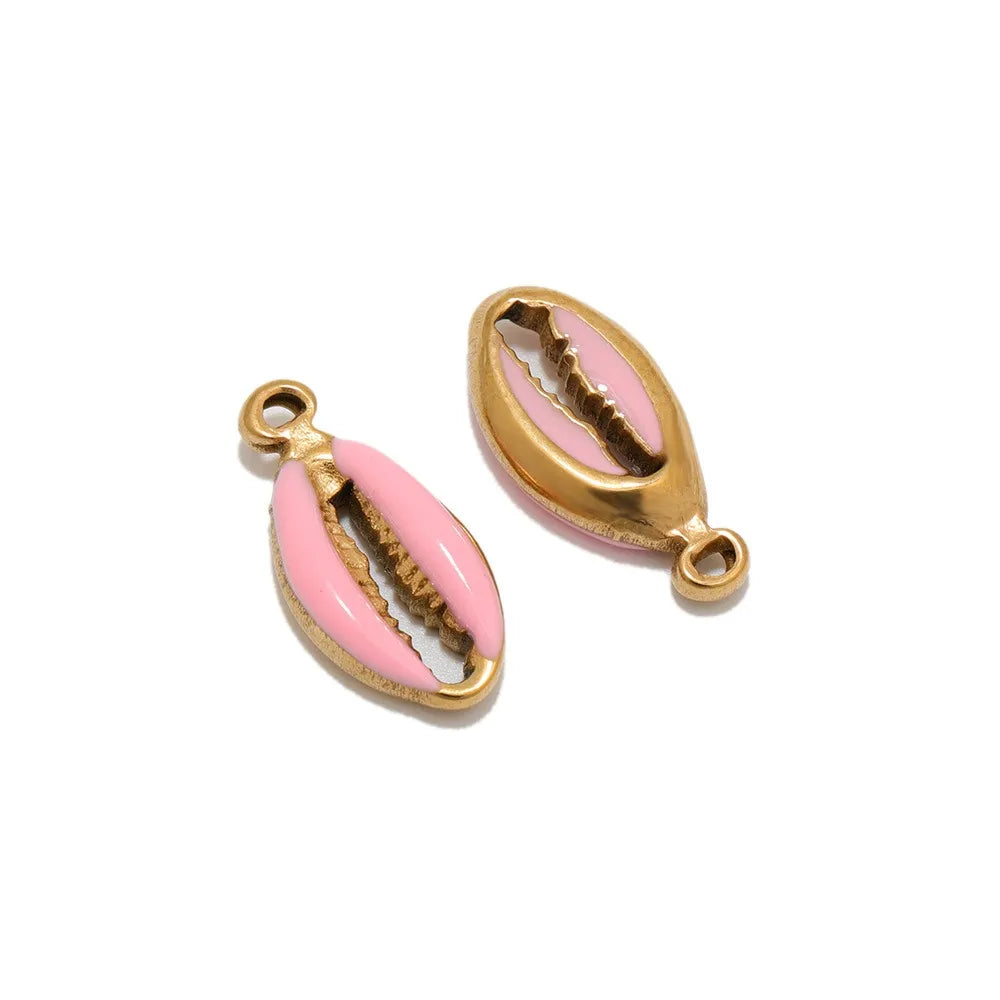 Stainless Steel Enamel Cowrie Shell Charms