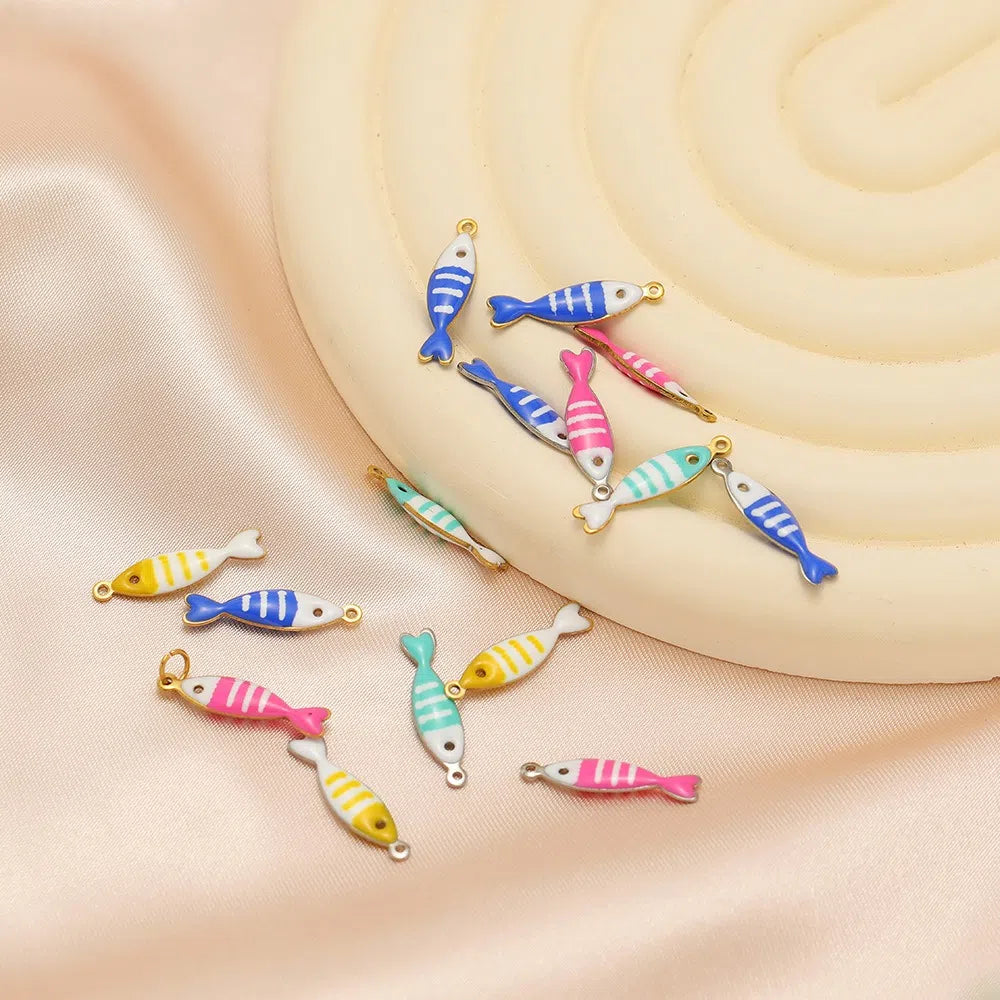 Stainless Steel Enamel Fish Charms