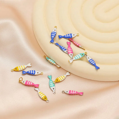 Stainless Steel Enamel Fish Charms