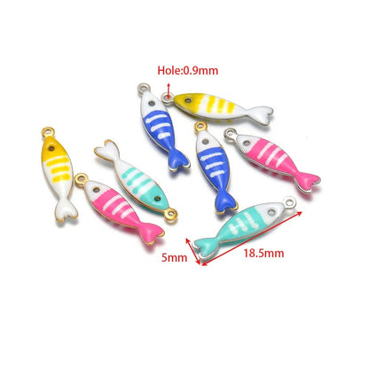 Stainless Steel Enamel Fish Charms