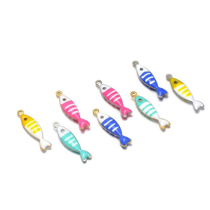 Stainless Steel Enamel Fish Charms