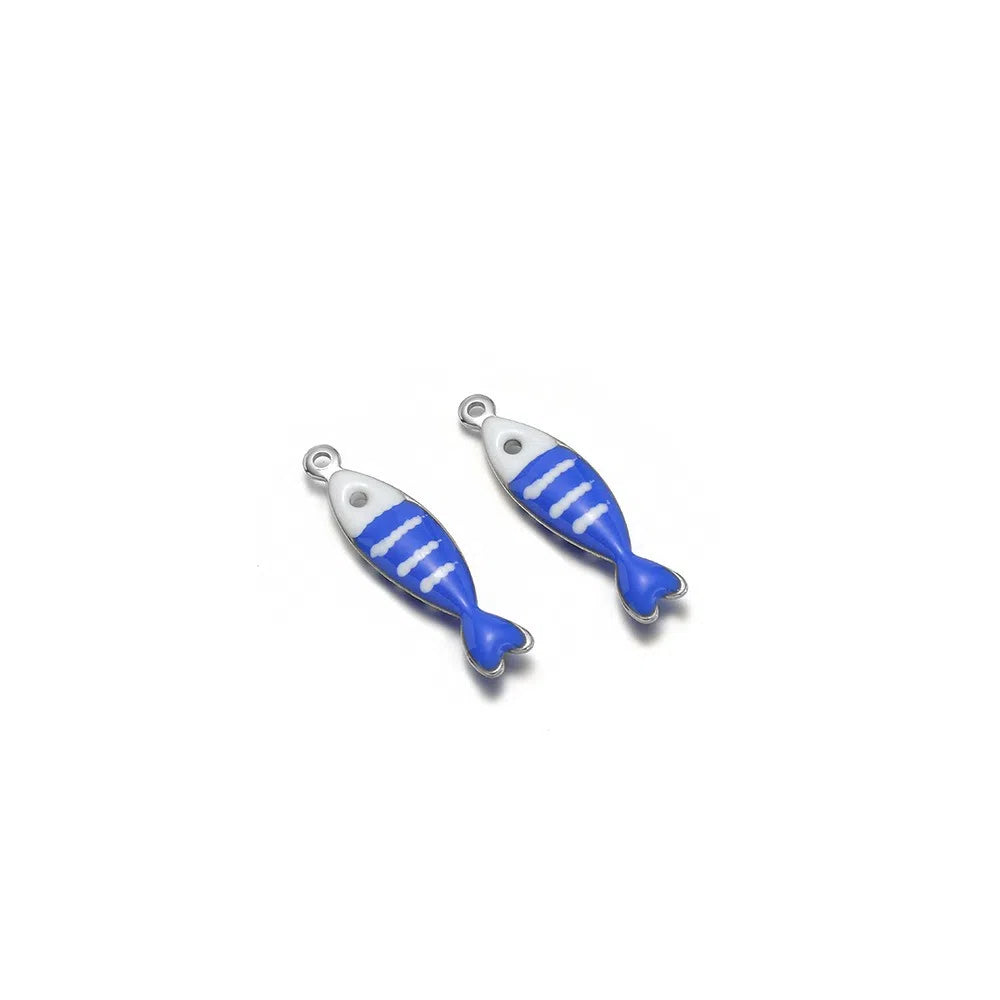 Stainless Steel Enamel Fish Charms