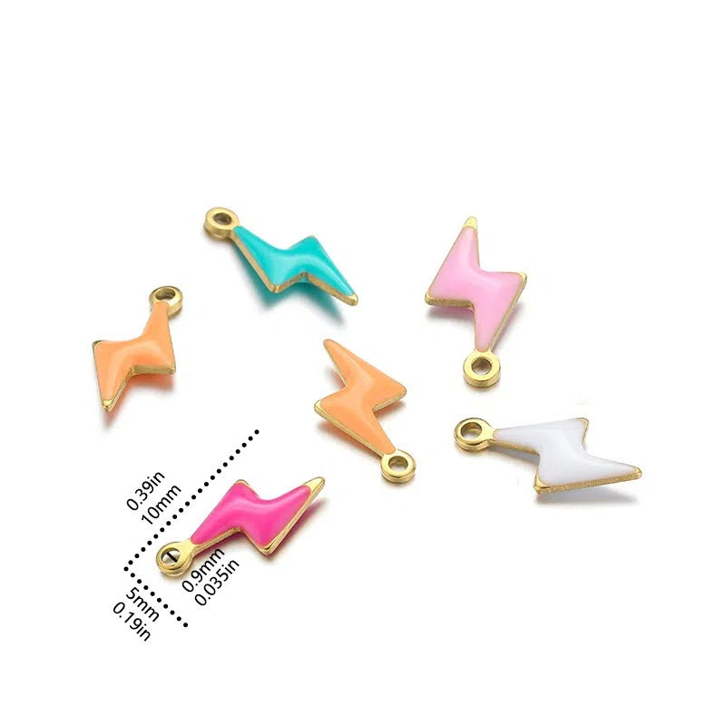 Stainless Steel Enamel Lightning Bolt Charms