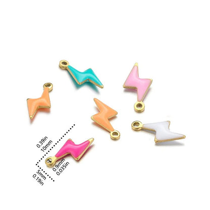 Stainless Steel Enamel Lightning Bolt Charms