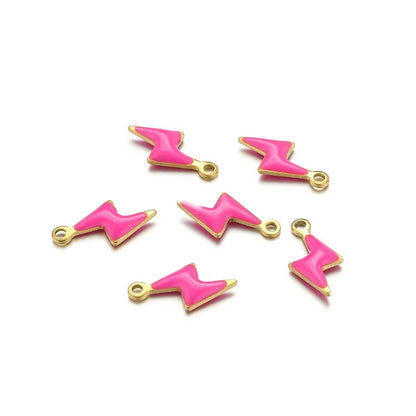 Stainless Steel Enamel Lightning Bolt Charms