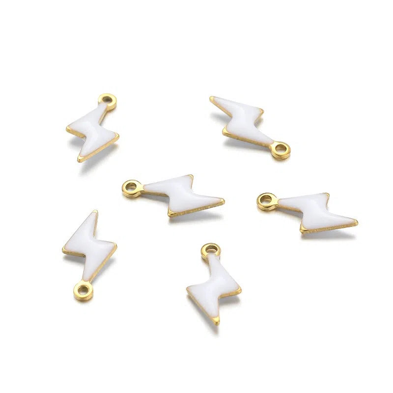 Stainless Steel Enamel Lightning Bolt Charms