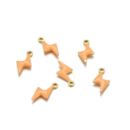 Stainless Steel Enamel Lightning Bolt Charms