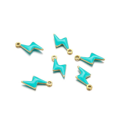 Stainless Steel Enamel Lightning Bolt Charms