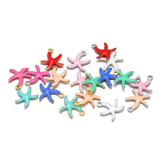 Stainless Steel Enamel Starfish Charms – 10mm