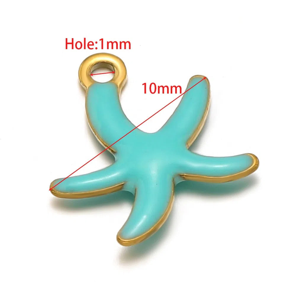 Stainless Steel Enamel Starfish Charms – 10mm