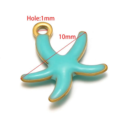 Stainless Steel Enamel Starfish Charms – 10mm