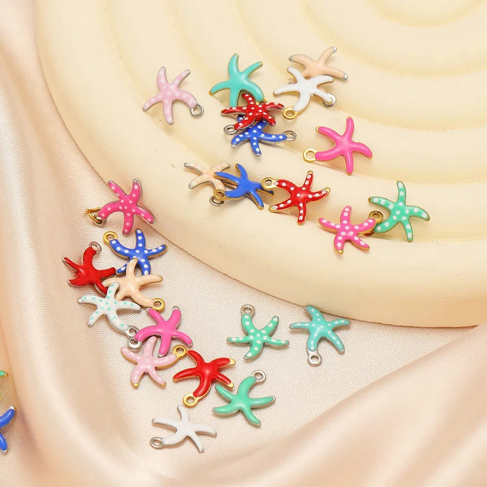 Stainless Steel Enamel Starfish Charms – 10mm
