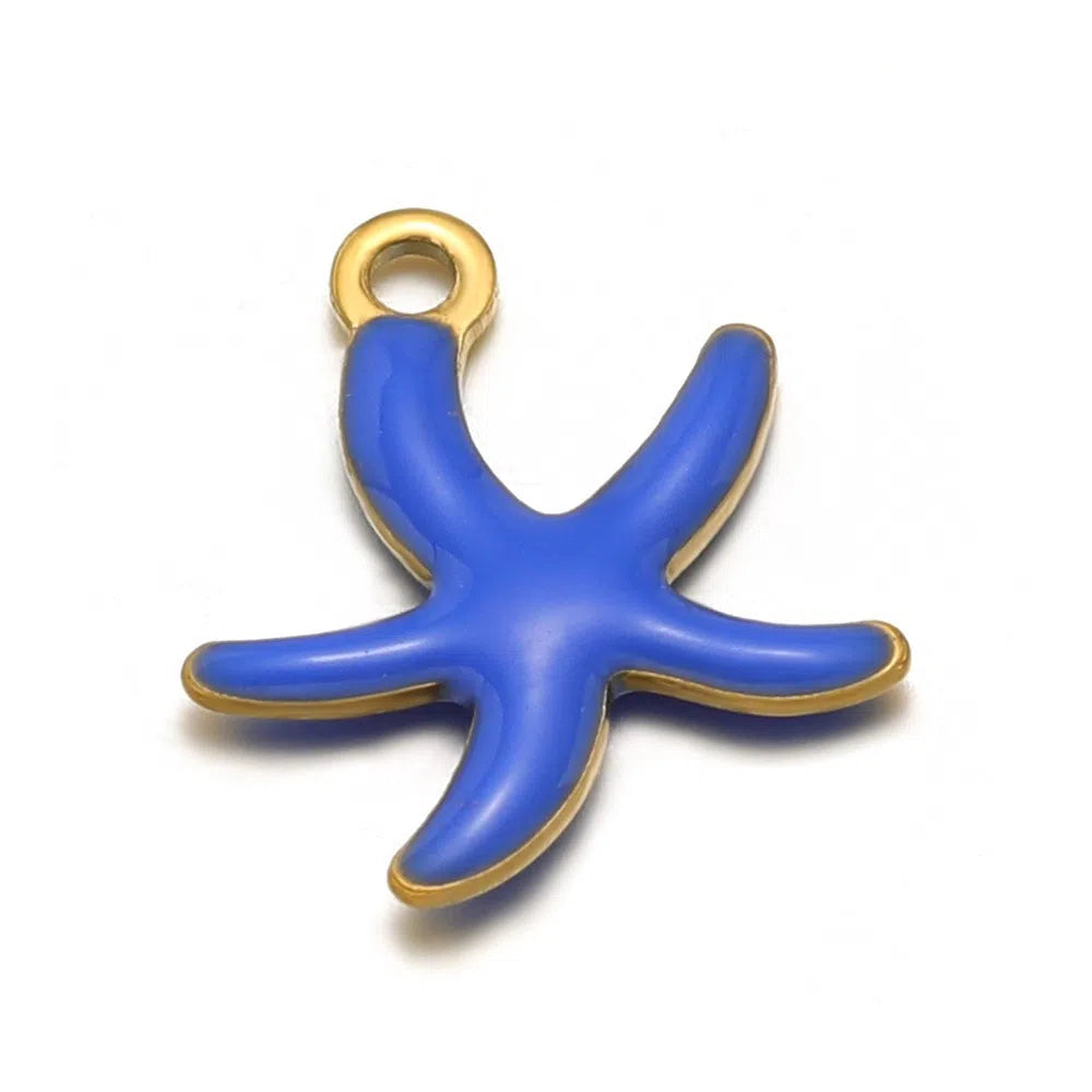 Stainless Steel Enamel Starfish Charms – 10mm
