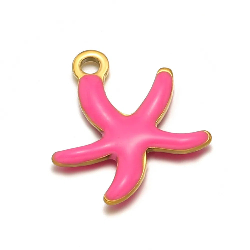Stainless Steel Enamel Starfish Charms – 10mm