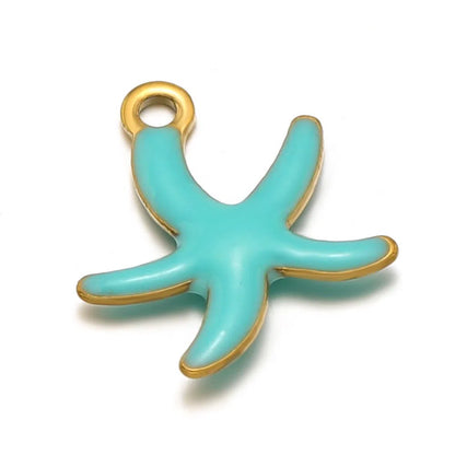 Stainless Steel Enamel Starfish Charms – 10mm