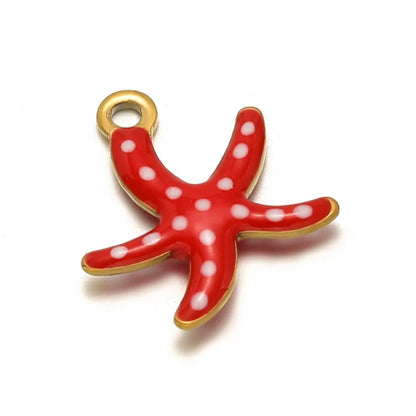Stainless Steel Enamel Starfish Charms – 10mm