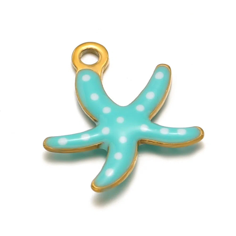 Stainless Steel Enamel Starfish Charms – 10mm
