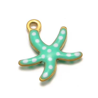 Stainless Steel Enamel Starfish Charms – 10mm