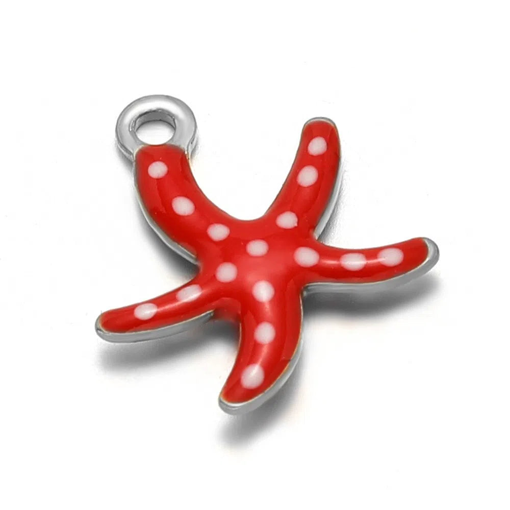 Stainless Steel Enamel Starfish Charms – 10mm