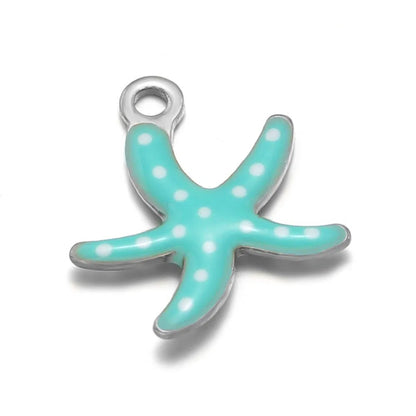 Stainless Steel Enamel Starfish Charms – 10mm