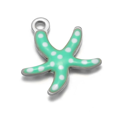 Stainless Steel Enamel Starfish Charms – 10mm