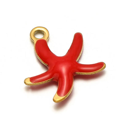 Stainless Steel Enamel Starfish Charms – 10mm