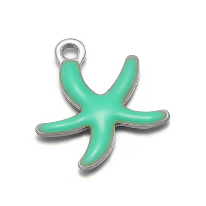 Stainless Steel Enamel Starfish Charms – 10mm