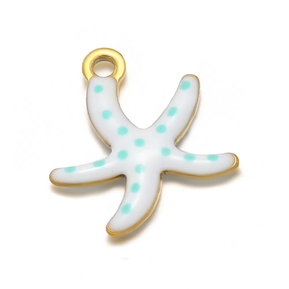 Stainless Steel Enamel Starfish Charms – 10mm