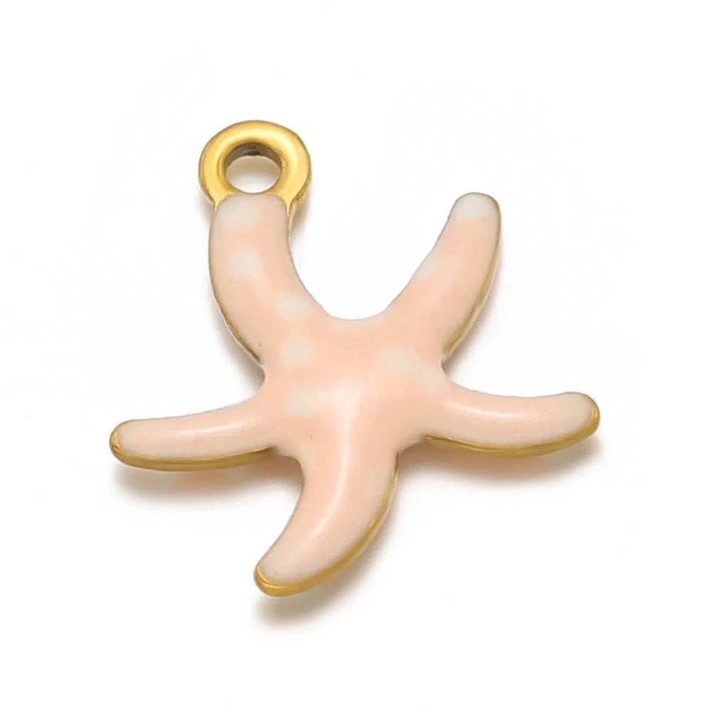 Stainless Steel Enamel Starfish Charms – 10mm