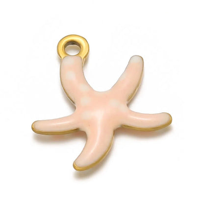 Stainless Steel Enamel Starfish Charms – 10mm