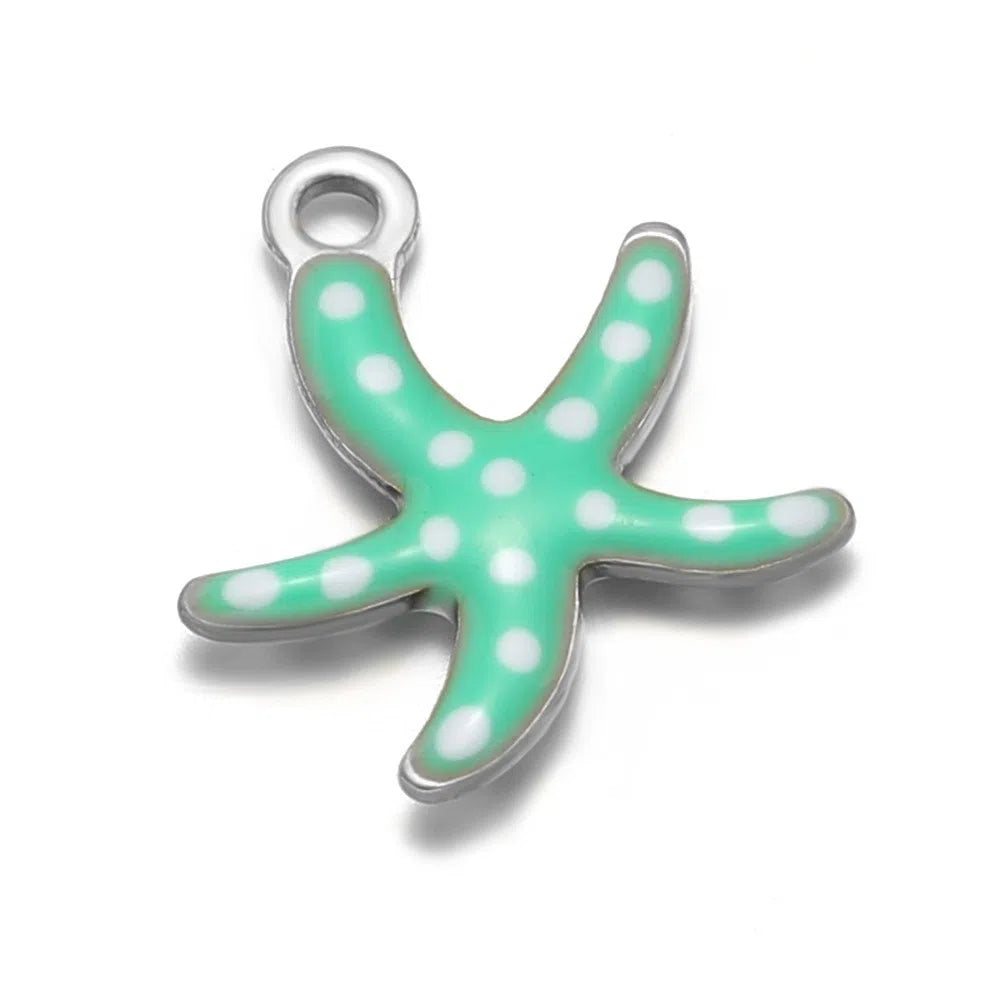 Stainless Steel Enamel Starfish Charms – 10mm